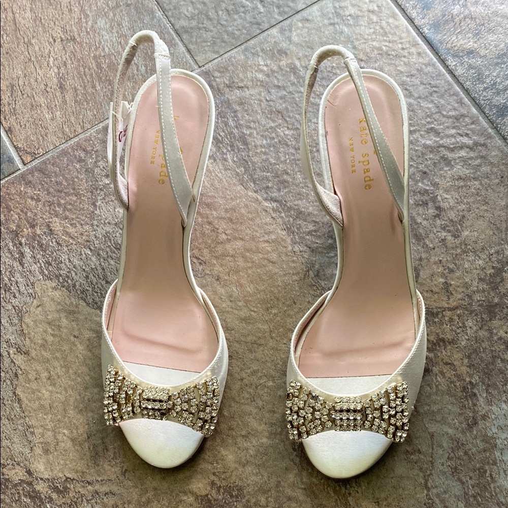 Shoes Kate Spade Cream Heels with Delicate Bow